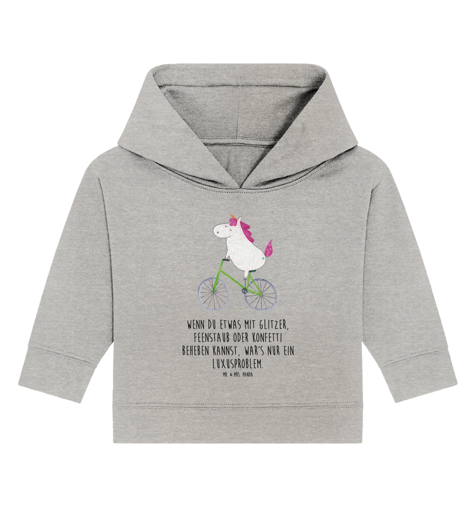 Organiczna bluza z kapturem dla niemowląt Jednorożec Rowerzysta Baby Kapuzensweatshirt, Baby Kapuzenshirt, Baby Hoodie, Baby Pullover, Einhörner, Einhorn Deko, Unicorn, Einhorn, Luxusproblem, Konfetti, Feenstaub, Kummer, Liebeskummer, Bike, Radfahrer, Radfahren, Rad