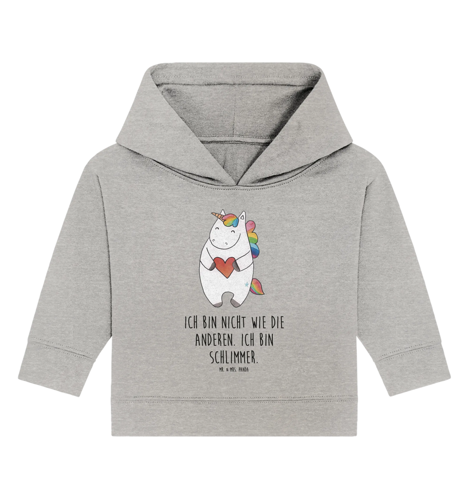 Organic Baby Hoodie Einhorn Herz Baby Pullover, Baby Kapuzenshirt, Baby Hoodie, Baby Kapuzensweatshirt, Einhörner, Einhorn Deko, Unicorn, Einhorn, Bunt, Witzig, Lustig, Herz, böse, Anders, Freundin, Schlimm