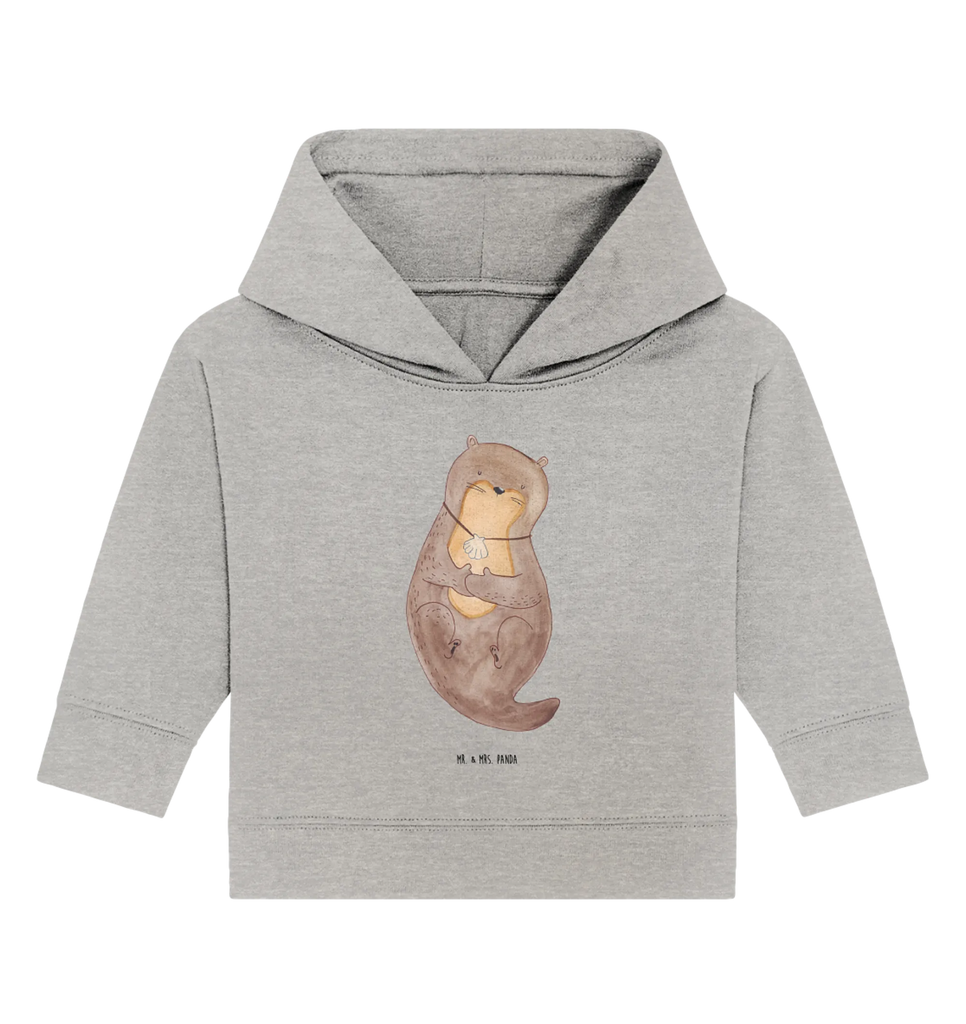 Organiczna bluza z kapturem dla niemowląt wydra muszla Baby Kapuzensweatshirt, Baby Hoodie, Baby Kapuzenshirt, Baby Pullover, Otter, Fischotter, Seeotter, Tagträumen, Motivation, träumen, grübeln, Otterliebe, Büro
