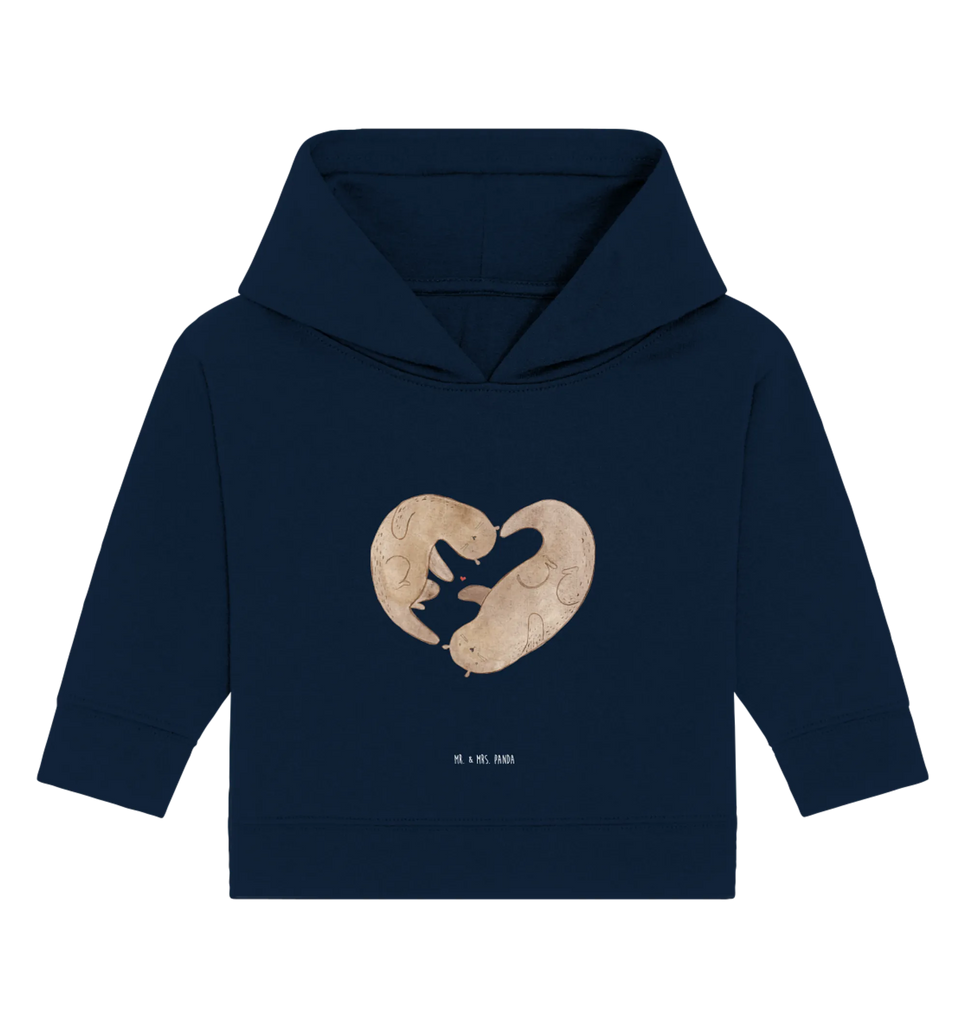 Organiczna bluza z kapturem dla niemowląt wydra serce Baby Pullover, Baby Kapuzenshirt, Baby Hoodie, Baby Kapuzensweatshirt, Fischotter, Seeotter, Otter, Bessere Hälfte, Jahrestag, Verlobung, Liebesgeschenk, Herz, Liebe, Liebesbeweis, Gemeinsames Leben, Hochzeitstag, Love You