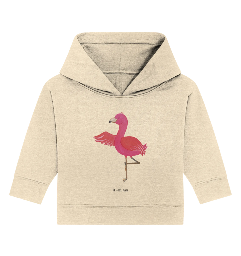 Organiczna bluza z kapturem dla niemowląt Flamingo joga Baby Kapuzenshirt, Baby Pullover, Baby Hoodie, Baby Kapuzensweatshirt, Flamingo, Achtsamkeit, Yoga-Übung, Namaste, Ärger, Aufregen, Tiefenentspannung, Yoga, Entspannung, Vogel