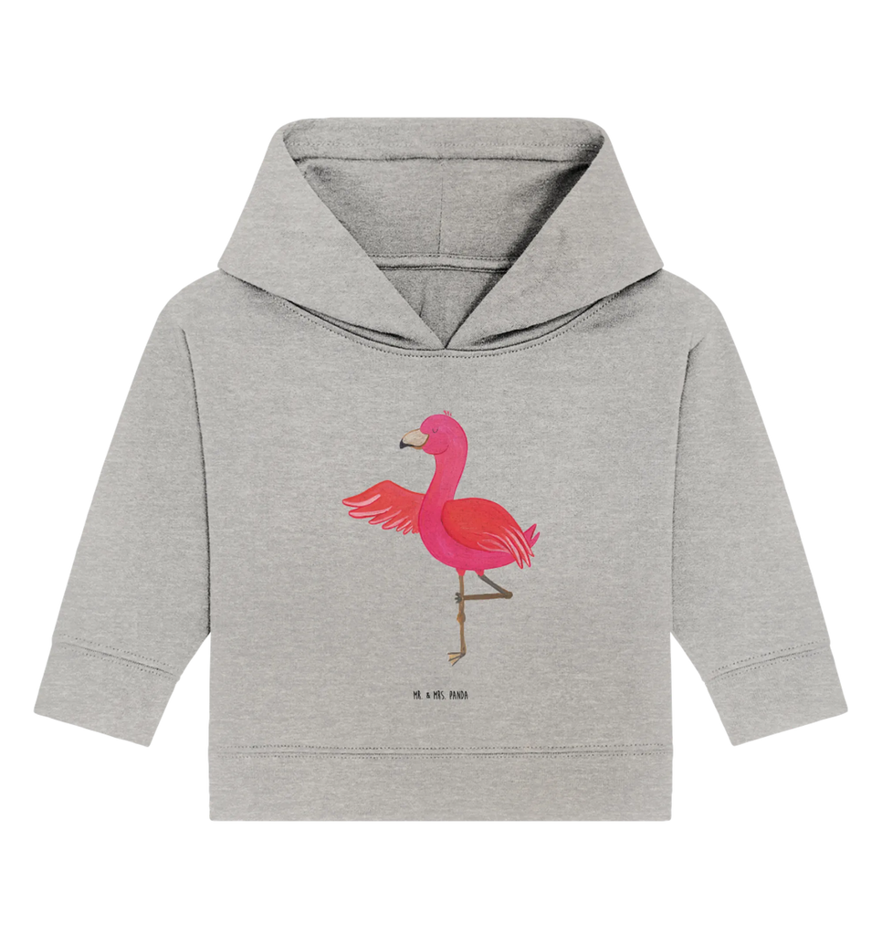 Organiczna bluza z kapturem dla niemowląt Flamingo joga Baby Kapuzenshirt, Baby Pullover, Baby Hoodie, Baby Kapuzensweatshirt, Flamingo, Achtsamkeit, Yoga-Übung, Namaste, Ärger, Aufregen, Tiefenentspannung, Yoga, Entspannung, Vogel