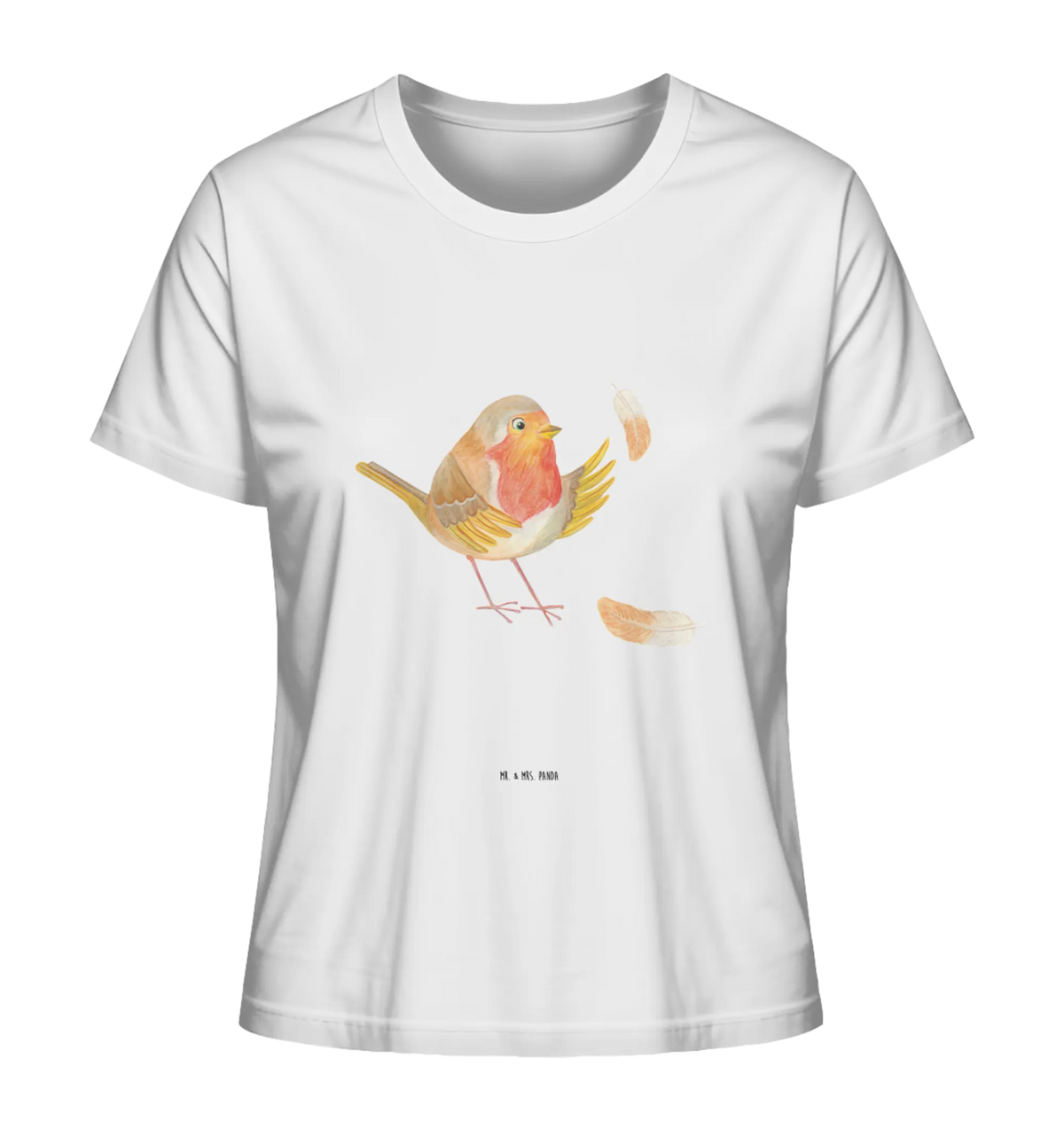 Women's Shirt robin feathers animal lover, gift ideas, small animals, hand drawn, special gifts, good mood, funny sayings, cute, cute animal motives, card, gifts, motivation pictures, robin, flying, slogan courage, slogan motivation, bird, motivation slogans