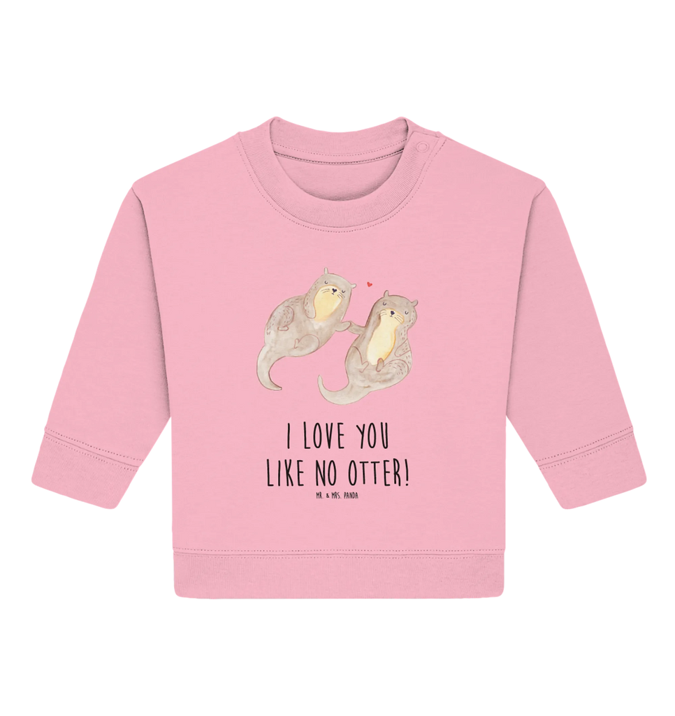 Organiczny sweter dla niemowląt wydra trzymać się za ręce Baby Sweatshirt, Baby Bullover, Seeotter, Otter, Fischotter, Otter Seeotter See Otter