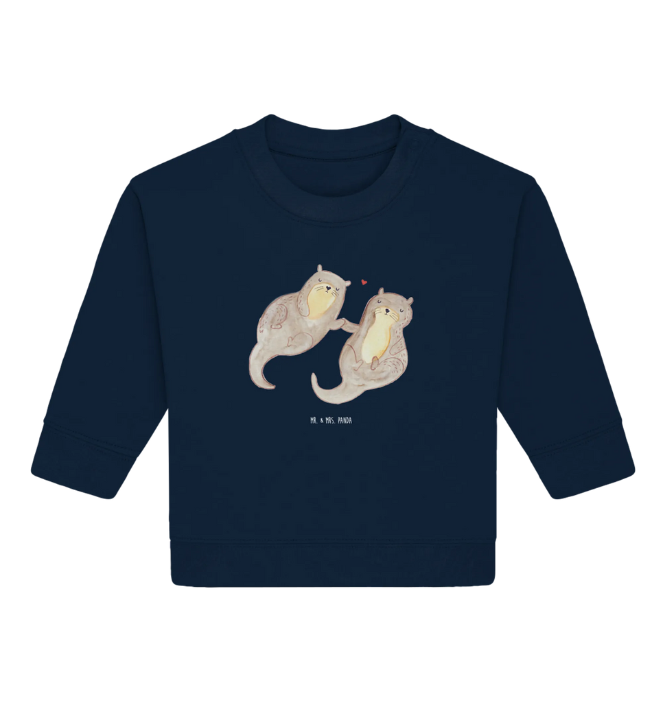Organiczny sweter dla niemowląt wydra trzymać się za ręce Baby Sweatshirt, Baby Bullover, Seeotter, Otter, Fischotter, Otter Seeotter See Otter