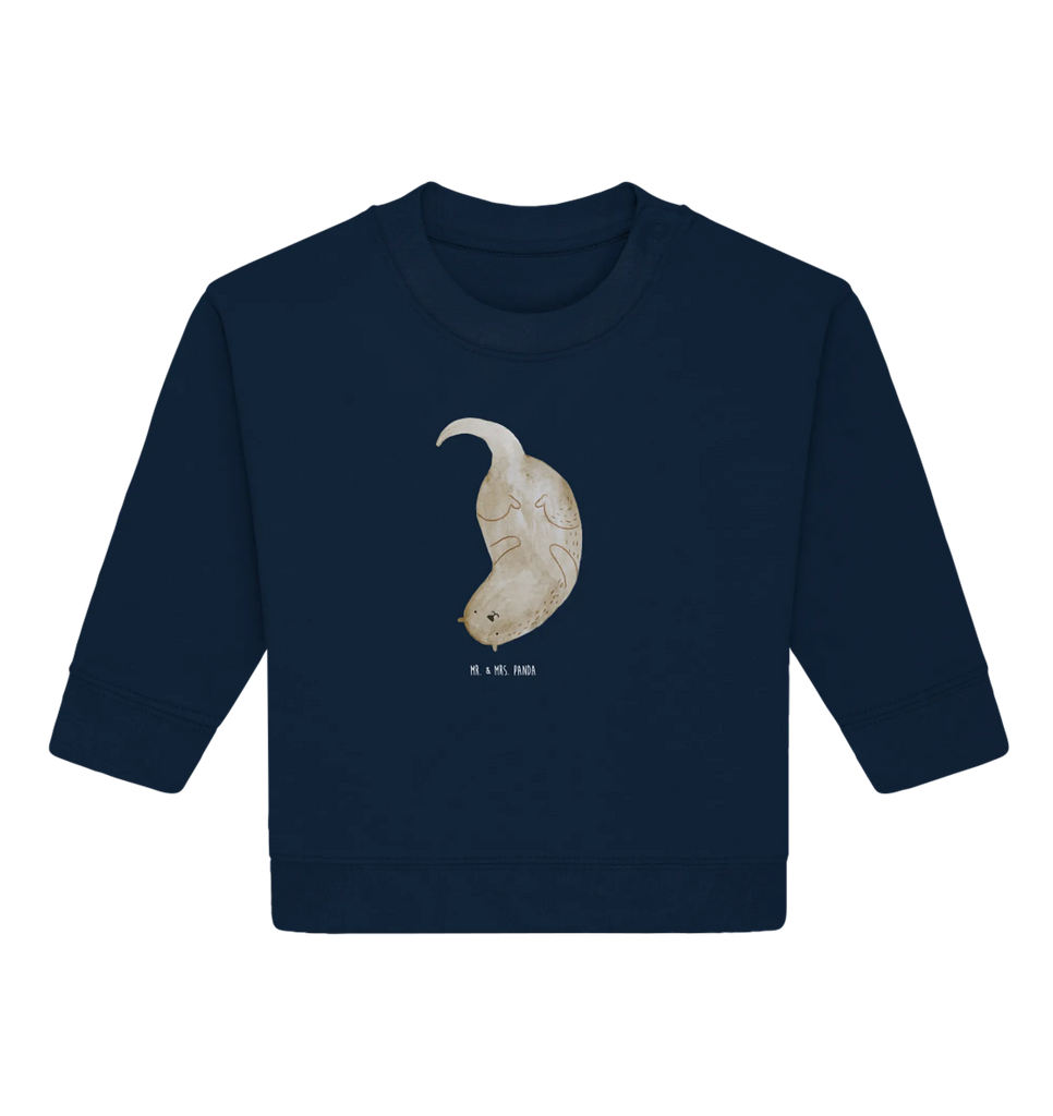 Organiczny sweter dla niemowląt wydra Do góry nogami Baby Sweatshirt, Baby Bullover, Seeotter, Otter, Fischotter, Otter Seeotter See Otter