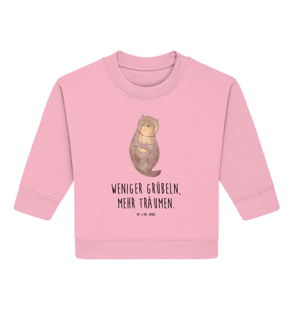 Organiczny sweter dla niemowląt wydra muszla Baby Sweatshirt, Baby Bullover, Seeotter, Otter, Fischotter, Grübeln, Träumen, Tagträumen, Motivation, Büro, Otterliebe