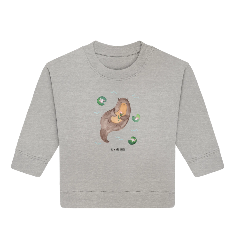 Organiczny sweter dla niemowląt wydra lilia wodna Baby Sweatshirt, Baby Bullover, Seeotter, Otter, Fischotter, Otter Seeotter See Otter