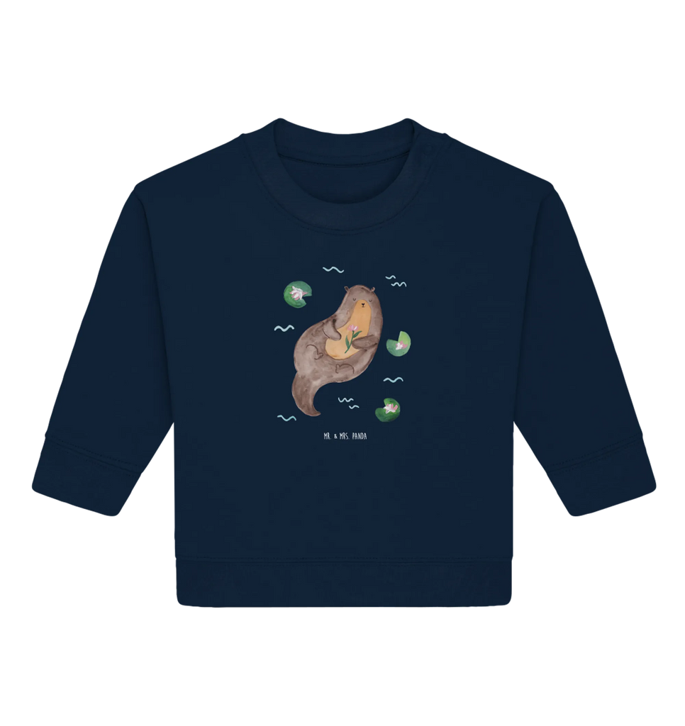Organiczny sweter dla niemowląt wydra lilia wodna Baby Sweatshirt, Baby Bullover, Seeotter, Otter, Fischotter, Otter Seeotter See Otter