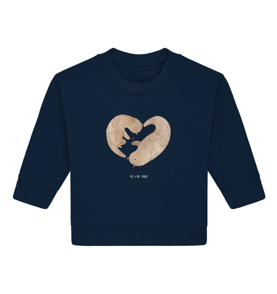 Organiczny sweter dla niemowląt wydra serce Baby Sweatshirt, Baby Bullover, Seeotter, Otter, Fischotter, Liebesbeweis, Gemeinsames Leben, Jahrestag, Love You, Bessere Hälfte, Liebesgeschenk, Liebe, Herz, Hochzeitstag, Verlobung