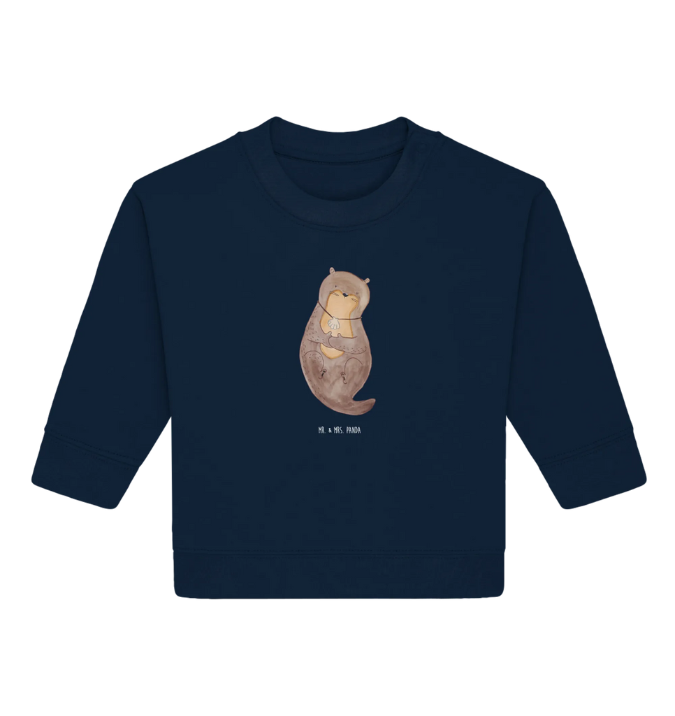 Organiczny sweter dla niemowląt wydra muszla Baby Sweatshirt, Baby Bullover, Seeotter, Otter, Fischotter, Grübeln, Träumen, Tagträumen, Motivation, Büro, Otterliebe