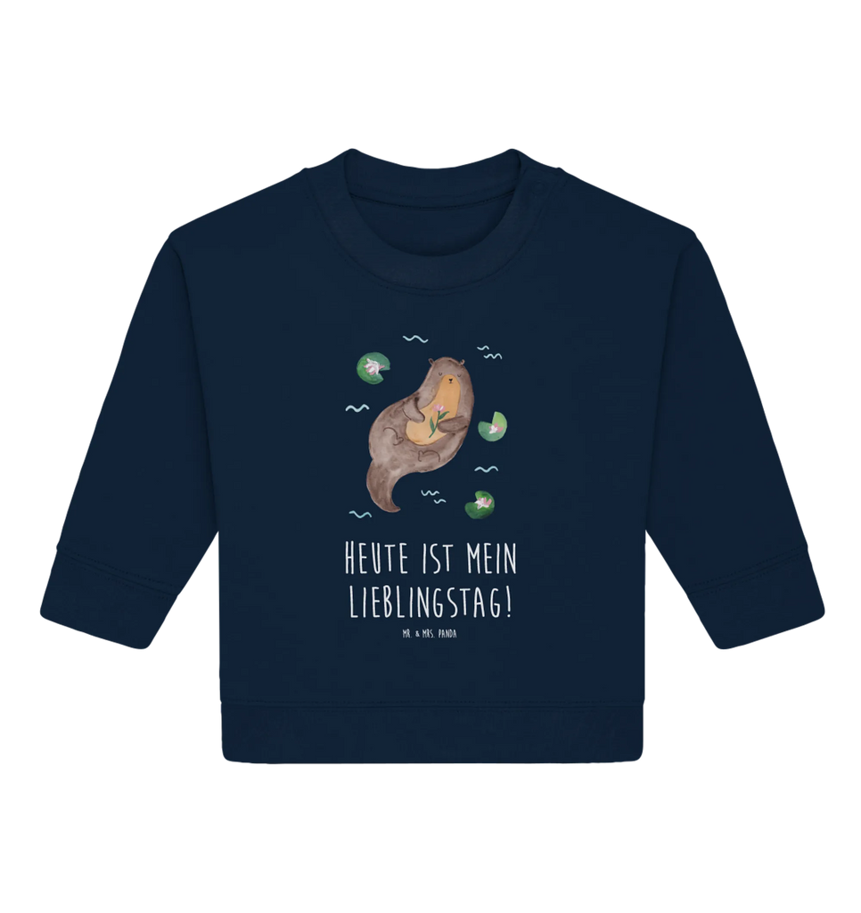 Organiczny sweter dla niemowląt wydra lilia wodna Baby Sweatshirt, Baby Bullover, Seeotter, Otter, Fischotter, Otter Seeotter See Otter
