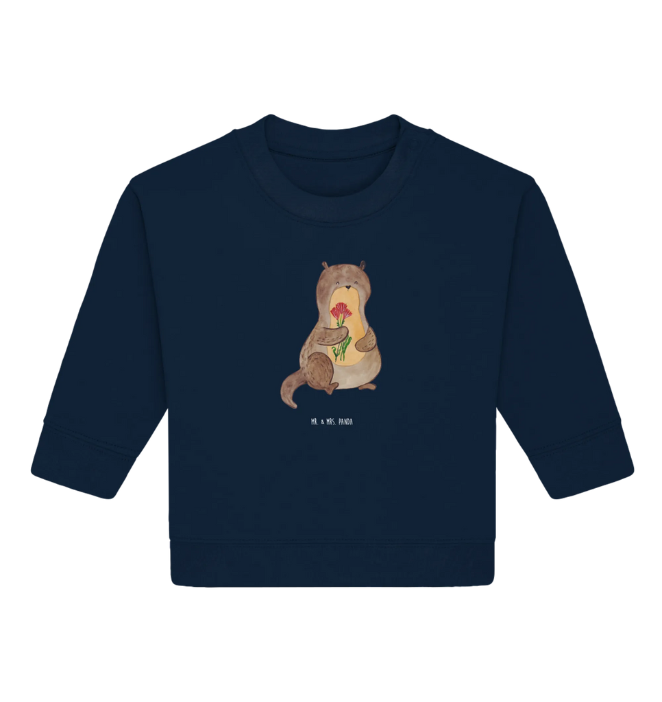 Organiczny sweter dla niemowląt wydra bukiet kwiatów Baby Bullover, Baby Sweatshirt, Fischotter, Otter, Seeotter, Otter Seeotter See Otter