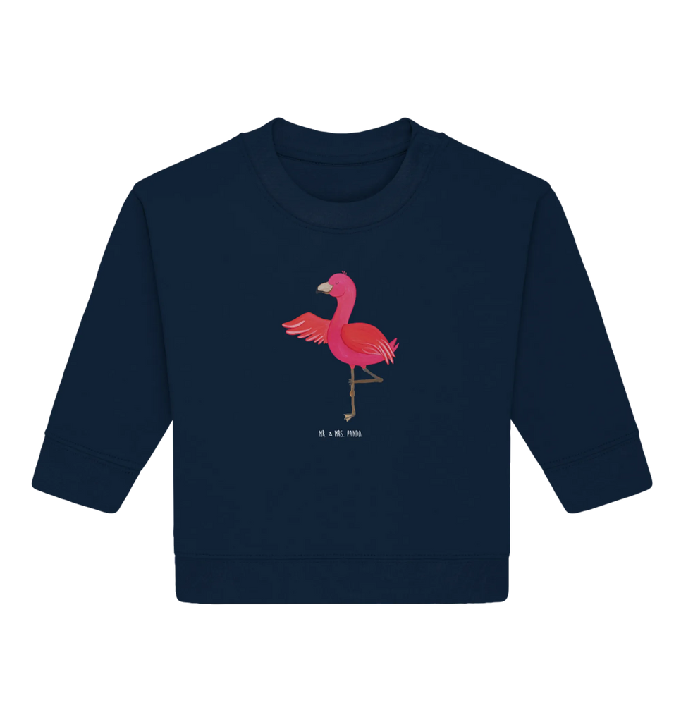 Organic Baby Pullover flamingo yoga Baby Sweatshirt, Baby Bullover, Flamingo, Yoga, Achtsamkeit, Tiefenentspannung, Ärger, Aufregen, Entspannung, Namaste, Yoga-Übung, Vogel