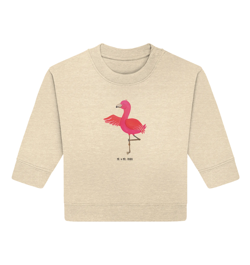 Organic Baby Pullover flamingo yoga Baby Sweatshirt, Baby Bullover, Flamingo, Yoga, Achtsamkeit, Tiefenentspannung, Ärger, Aufregen, Entspannung, Namaste, Yoga-Übung, Vogel