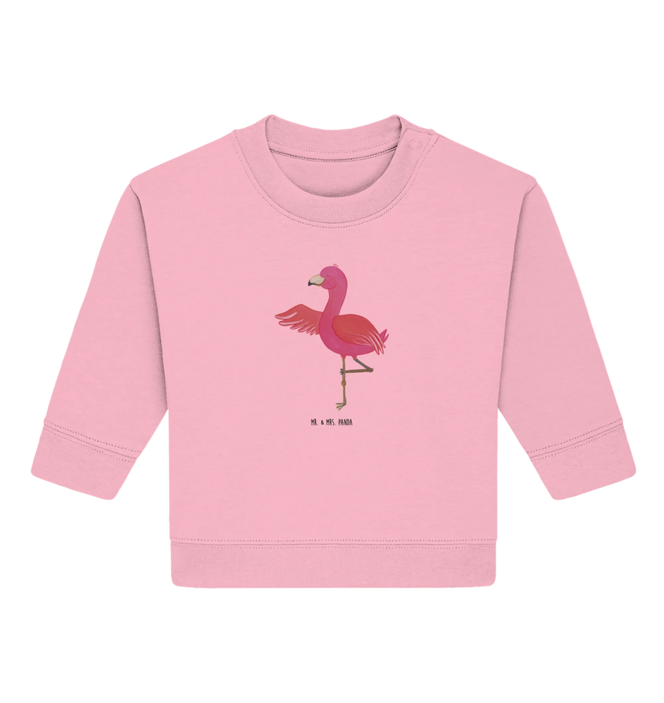 Organic Baby Pullover flamingo yoga Baby Sweatshirt, Baby Bullover, Flamingo, Yoga, Achtsamkeit, Tiefenentspannung, Ärger, Aufregen, Entspannung, Namaste, Yoga-Übung, Vogel