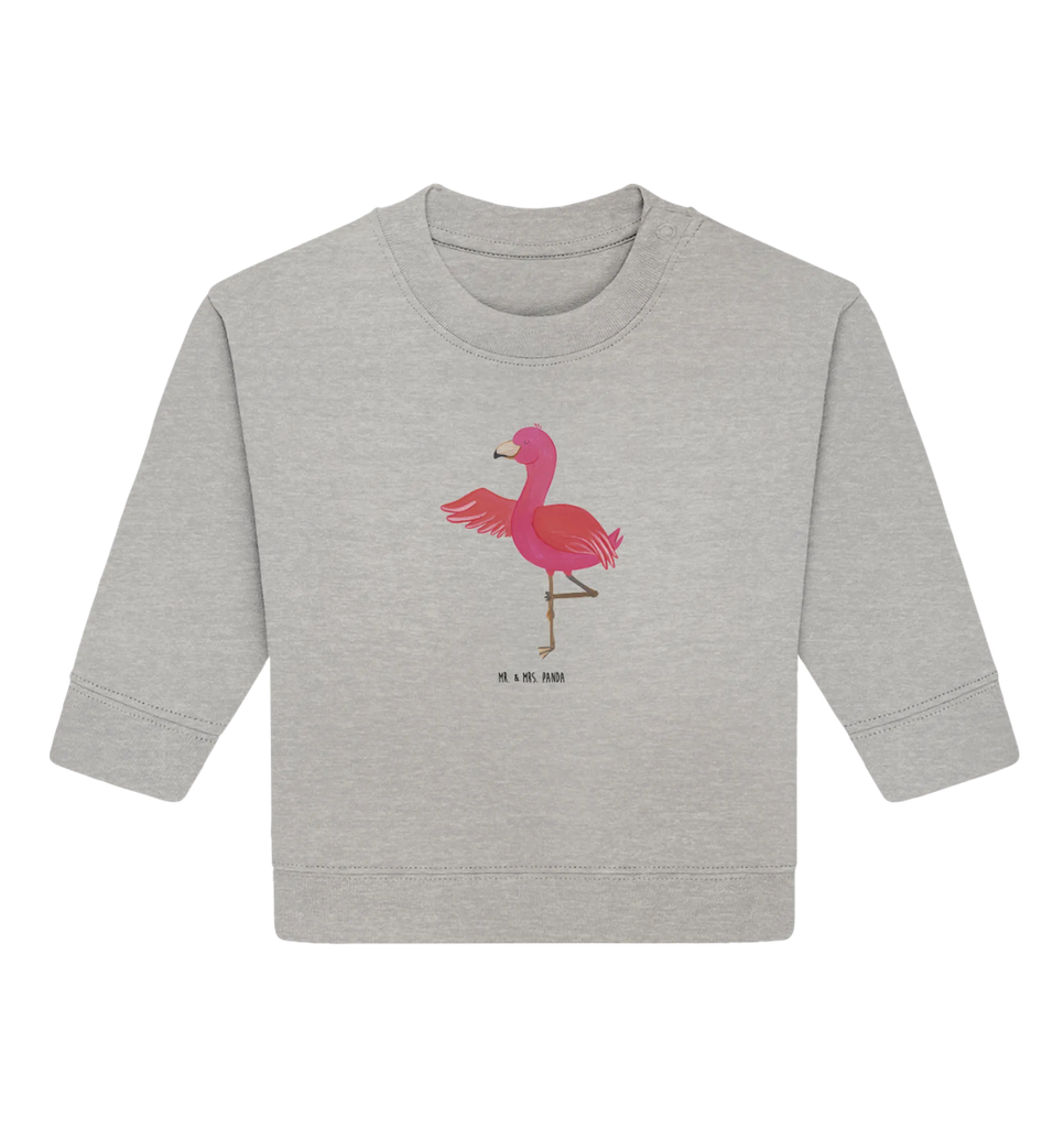 Organic Baby Pullover flamingo yoga Baby Sweatshirt, Baby Bullover, Flamingo, Yoga, Achtsamkeit, Tiefenentspannung, Ärger, Aufregen, Entspannung, Namaste, Yoga-Übung, Vogel