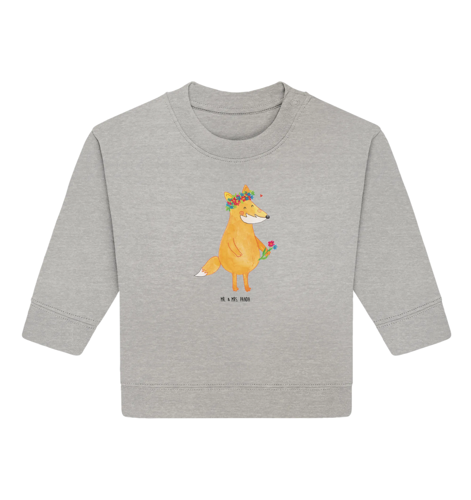 Organiczny sweter dla niemowląt lis Kwiaty Baby Bullover, Baby Sweatshirt, Fuchs, Fox, Blume, Füchse, Liebesbeweis, Liebe, Mich, Freundin, Selbstliebe, Ich, Freundinnen, Motivation, Freude, Fuchsmädchen, Blumenmädchen, Blumen