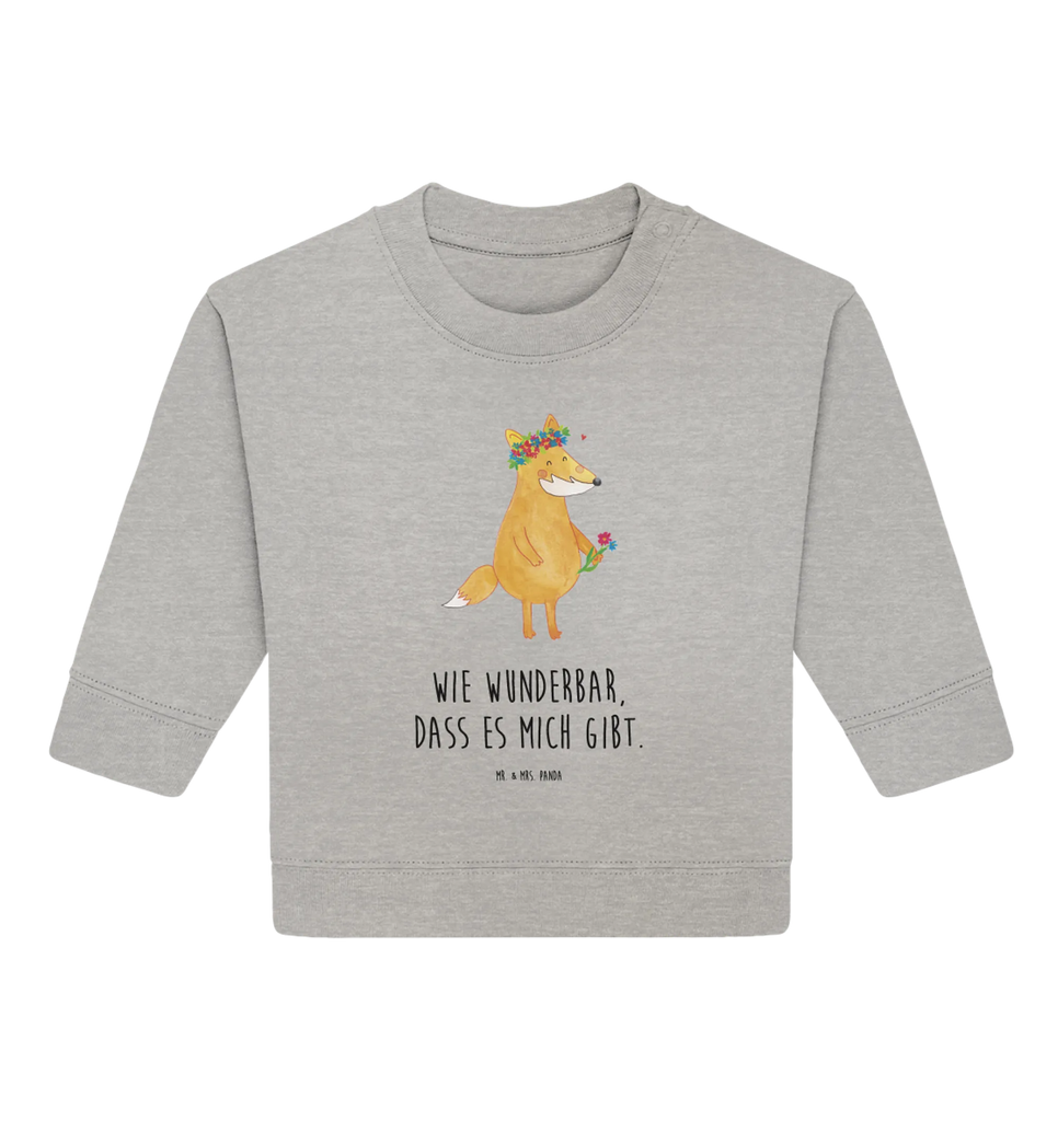 Organiczny sweter dla niemowląt lis Kwiaty Baby Bullover, Baby Sweatshirt, Fuchs, Fox, Blume, Füchse, Liebesbeweis, Liebe, Mich, Freundin, Selbstliebe, Ich, Freundinnen, Motivation, Freude, Fuchsmädchen, Blumenmädchen, Blumen