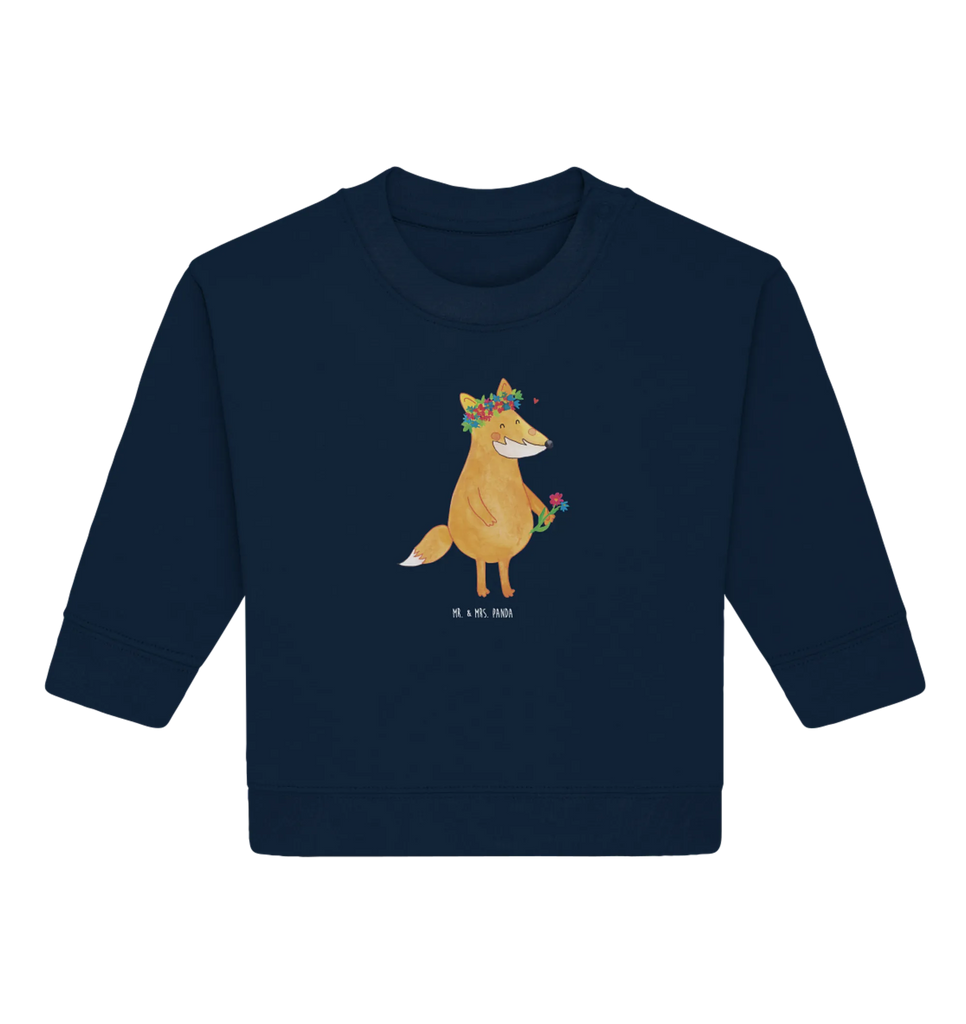 Organiczny sweter dla niemowląt lis Kwiaty Baby Bullover, Baby Sweatshirt, Fuchs, Fox, Blume, Füchse, Liebesbeweis, Liebe, Mich, Freundin, Selbstliebe, Ich, Freundinnen, Motivation, Freude, Fuchsmädchen, Blumenmädchen, Blumen