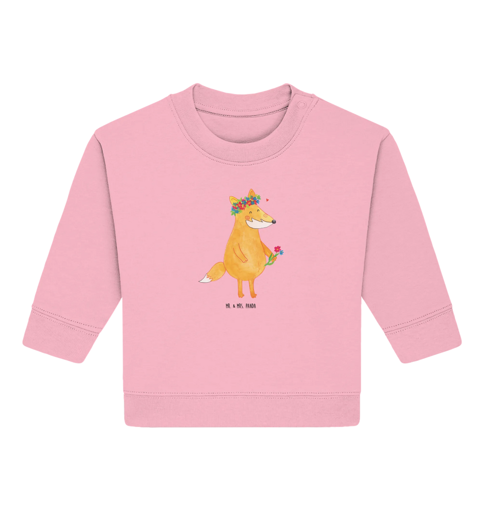 Organiczny sweter dla niemowląt lis Kwiaty Baby Bullover, Baby Sweatshirt, Fuchs, Fox, Blume, Füchse, Liebesbeweis, Liebe, Mich, Freundin, Selbstliebe, Ich, Freundinnen, Motivation, Freude, Fuchsmädchen, Blumenmädchen, Blumen