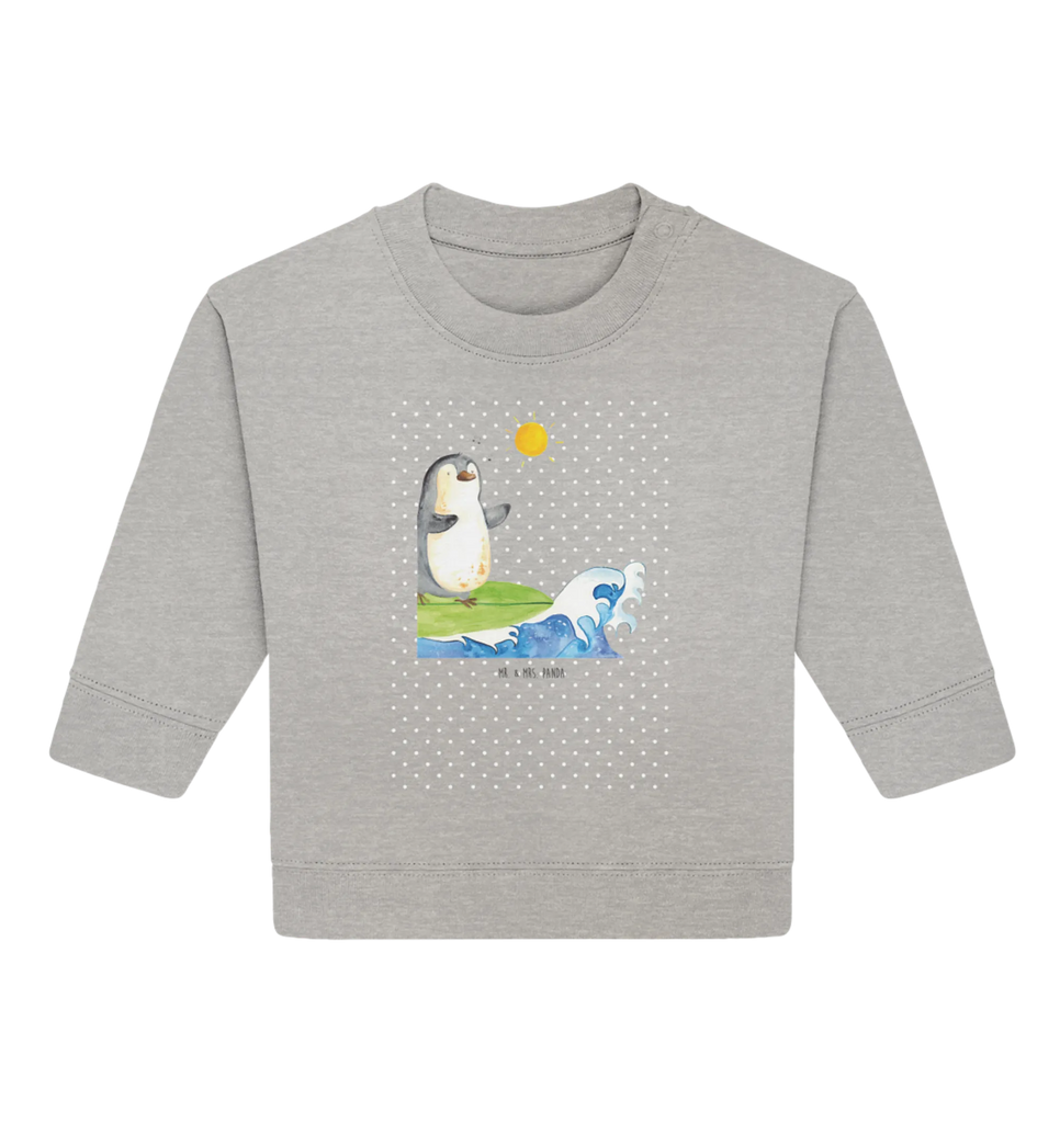 Organic Baby Pullover Pinguin Surfer Baby Sweatshirt, Baby Bullover, Pinguin, Pinguine, Surfer, Wellen, Surfen, Portugal, Hawaii, Wellen Reiten, Urlaub