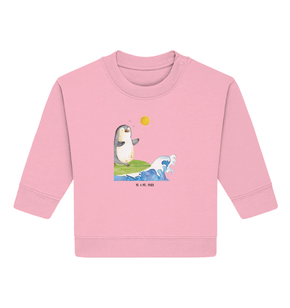 Organic Baby Pullover Pinguin Surfer Baby Sweatshirt, Baby Bullover, Pinguin, Pinguine, Surfer, Wellen, Surfen, Portugal, Hawaii, Wellen Reiten, Urlaub