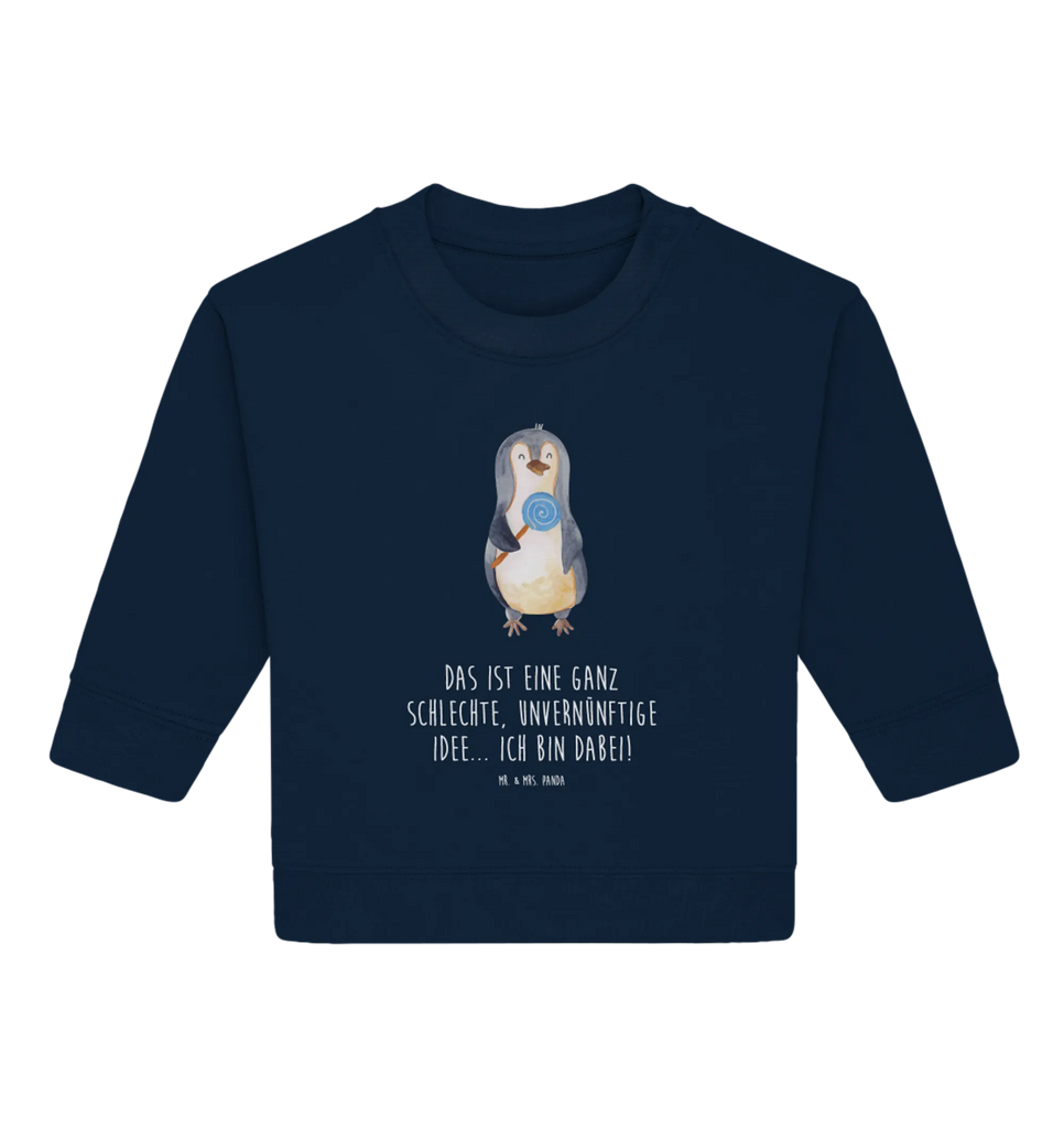 Organiczny sweter dla niemowląt pingwin lizak Baby Sweatshirt, Baby Bullover, Pinguin, Süßigkeiten, Lolli, Rebell, Pinguine, Gauner, Ganove, Rabauke, Blödsinn, Spruch