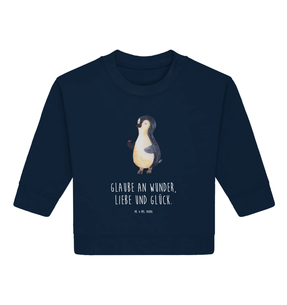 Organiczny sweter dla niemowląt Pingwin biedronka Baby Bullover, Baby Sweatshirt, Pinguin, Lebensfreude, Glück, Wunder, Pinguine, Marienkäfer, Liebe, Freude