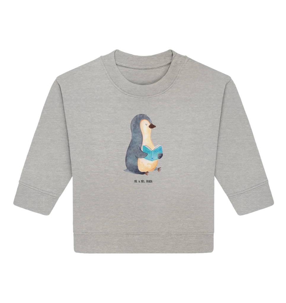 Organiczny sweter dla niemowląt pingwin książka Baby Bullover, Baby Sweatshirt, Pinguin, Pinguine, Nichtstun, Freizeit, Urlaub, Bücherwurm, Lesen, Faulenzen, Buch, Ferien