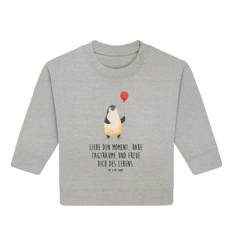 Organiczny sweter dla niemowląt pingwin balon Baby Bullover, Baby Sweatshirt, Pinguin, Pinguine, Neustart, Lebenslust, Neues Leben, Tagträume, Geschenkidee, Motivation, Liebe, Beste Freundin, Glück, Geschenk Freundin, Luftballon