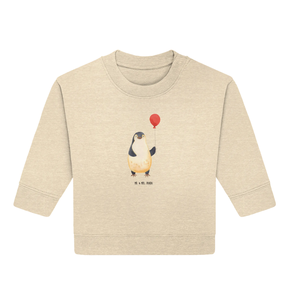 Organiczny sweter dla niemowląt pingwin balon Baby Bullover, Baby Sweatshirt, Pinguin, Pinguine, Neustart, Lebenslust, Neues Leben, Tagträume, Geschenkidee, Motivation, Liebe, Beste Freundin, Glück, Geschenk Freundin, Luftballon