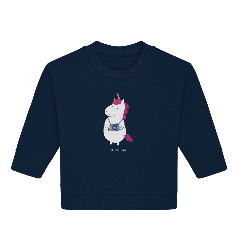Organiczny sweter dla niemowląt Jednorożec fotograf Baby Bullover, Baby Sweatshirt, Einhorn Deko, Einhörner, Einhorn, Unicorn, Städtereise, Tourist, Reise, Reisen, Fotograf, Kamera, Fotografie, Weltenbummler, Kurztrip, Urlaub, Weltreise