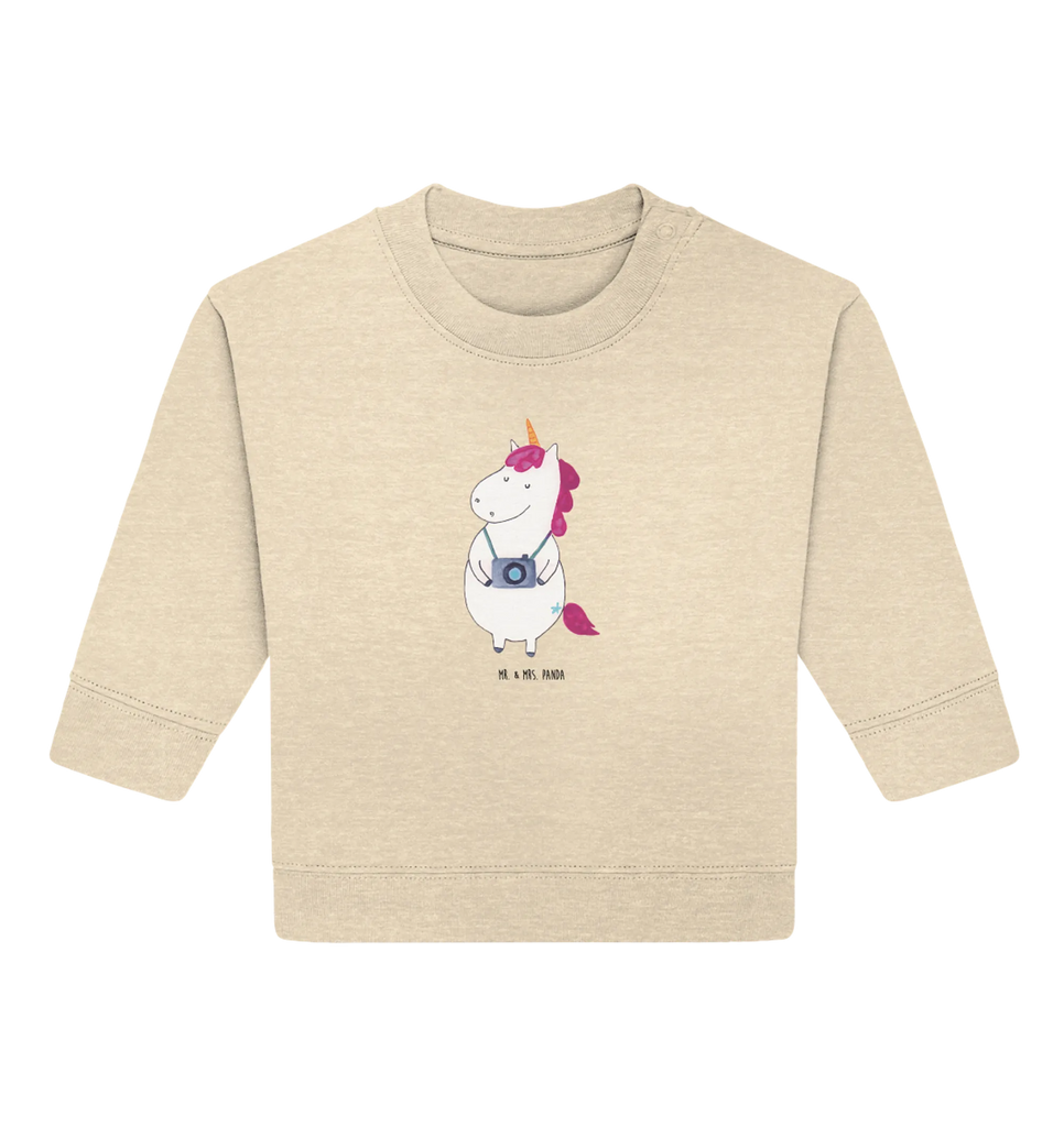 Organiczny sweter dla niemowląt Jednorożec fotograf Baby Bullover, Baby Sweatshirt, Einhorn Deko, Einhörner, Einhorn, Unicorn, Städtereise, Tourist, Reise, Reisen, Fotograf, Kamera, Fotografie, Weltenbummler, Kurztrip, Urlaub, Weltreise