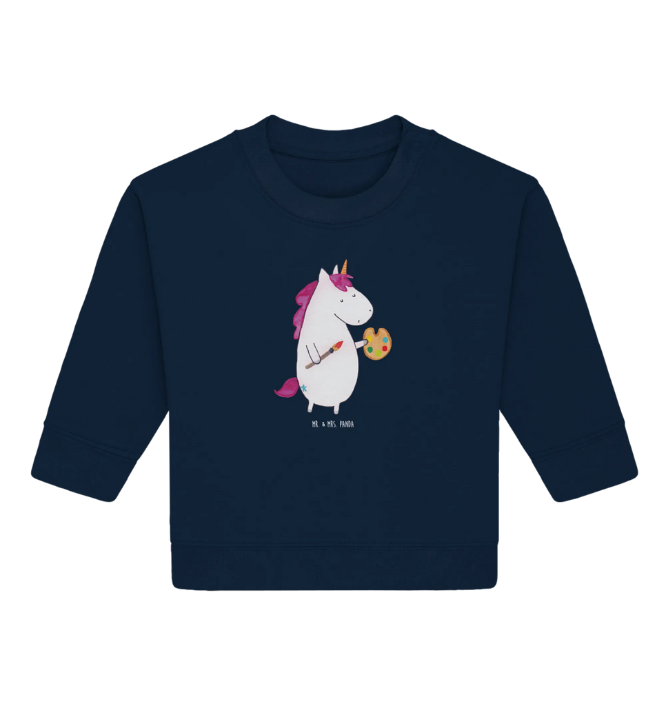 Organiczny sweter dla niemowląt Jednorożec Artysta Baby Bullover, Baby Sweatshirt, Einhorn Deko, Einhörner, Einhorn, Unicorn, Malen, Welt, Stift, Zeichnen, Maler, Geschenk, Artist, Künstler, Englisch, Pinsel, Farbe