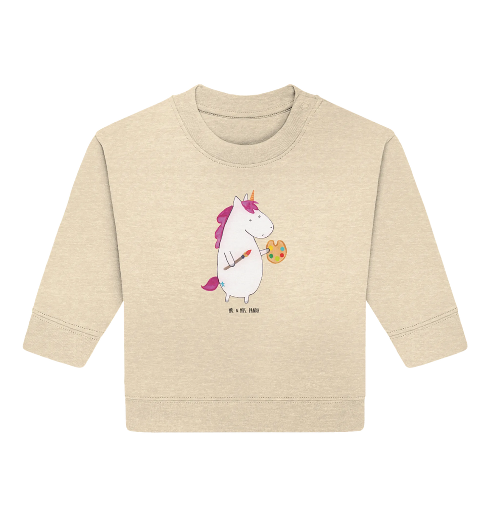 Organiczny sweter dla niemowląt Jednorożec Artysta Baby Bullover, Baby Sweatshirt, Einhorn Deko, Einhörner, Einhorn, Unicorn, Malen, Welt, Stift, Zeichnen, Maler, Geschenk, Artist, Künstler, Englisch, Pinsel, Farbe