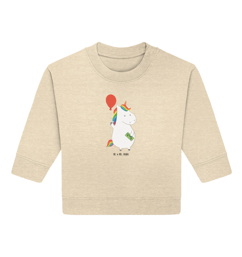 Organiczny sweter dla niemowląt Jednorożec Balon Baby Bullover, Baby Sweatshirt, Einhorn Deko, Einhörner, Einhorn, Unicorn, Geschenk, Freundin, Geld, Luftballon, Freude, Lebenslust