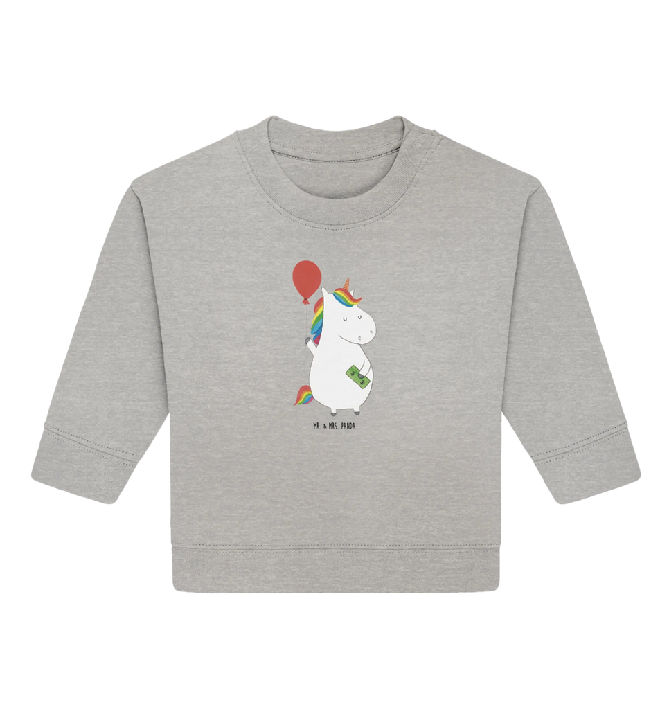 Organiczny sweter dla niemowląt Jednorożec Balon Baby Bullover, Baby Sweatshirt, Einhorn Deko, Einhörner, Einhorn, Unicorn, Geschenk, Freundin, Geld, Luftballon, Freude, Lebenslust