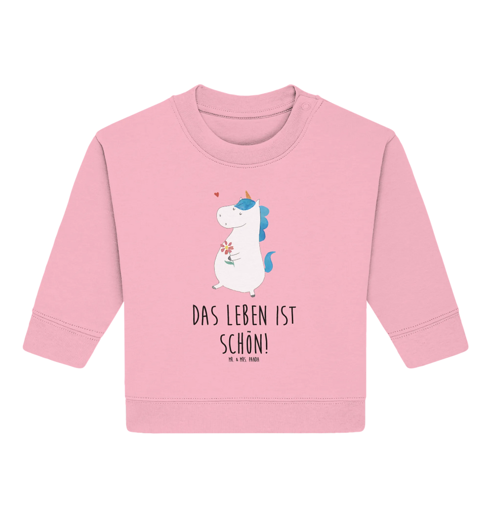 Organiczny sweter dla niemowląt Jednorożec spacer Baby Bullover, Baby Sweatshirt, Einhorn Deko, Einhörner, Einhorn, Unicorn, Freude, Schwester, Gute Laune, Mutter, Glitzer, Blumen, Freundin, Spaziergang, Motivation