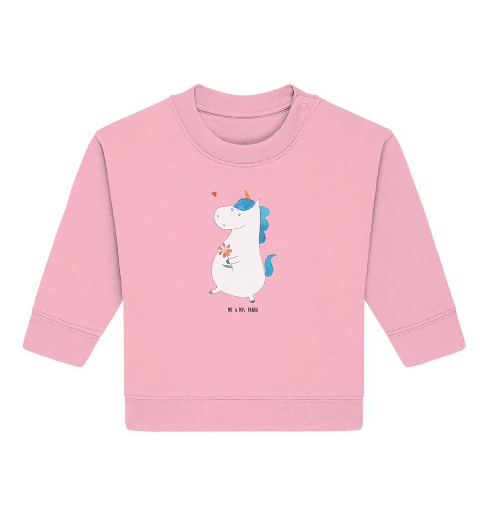 Organiczny sweter dla niemowląt Jednorożec spacer Baby Bullover, Baby Sweatshirt, Einhorn Deko, Einhörner, Einhorn, Unicorn, Freude, Schwester, Gute Laune, Mutter, Glitzer, Blumen, Freundin, Spaziergang, Motivation