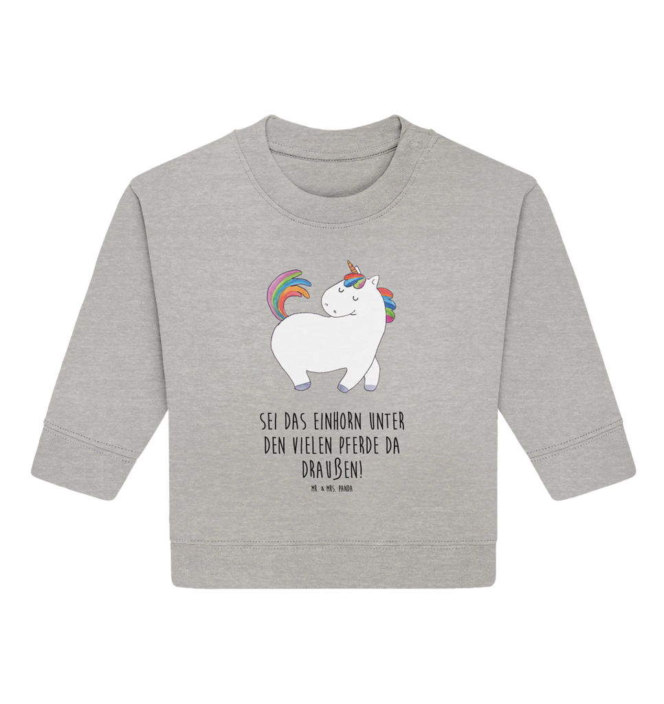 Organiczny sweter dla niemowląt jednorożec dumnie kroczyć Baby Sweatshirt, Baby Bullover, Einhorn Deko, Einhörner, Einhorn, Unicorn, Stolz, Pferd, Bunt, Geschenk, Reiten, Anders, Reiter, Freundin