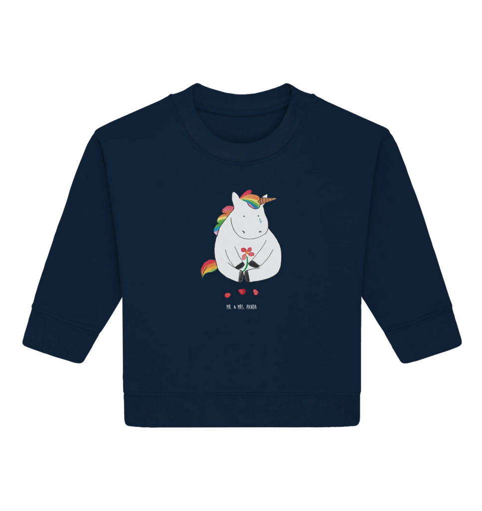 Organiczny sweter dla niemowląt Jednorożec Smutny Baby Sweatshirt, Baby Bullover, Einhorn Deko, Einhörner, Einhorn, Unicorn, Trauer, Liebe, Glitzer, Trösten. Freundschaft, Grußkarte, Blume, Freunde
