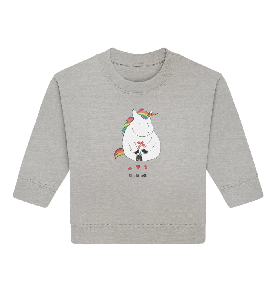 Organiczny sweter dla niemowląt Jednorożec Smutny Baby Sweatshirt, Baby Bullover, Einhorn Deko, Einhörner, Einhorn, Unicorn, Trauer, Liebe, Glitzer, Trösten. Freundschaft, Grußkarte, Blume, Freunde