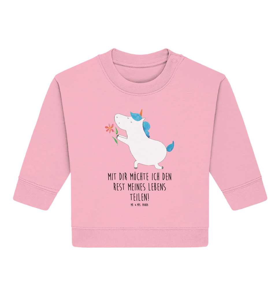 Organiczny sweter dla niemowląt jednorożec kwiat Baby Bullover, Baby Sweatshirt, Einhorn Deko, Einhörner, Einhorn, Unicorn, Partner, Liebesbeweis, Freund, Liebe, Verlobung, Heiraten, Heiratsantrag, Ehepaar, Ehe, Pärchen, Freundin, Antrag