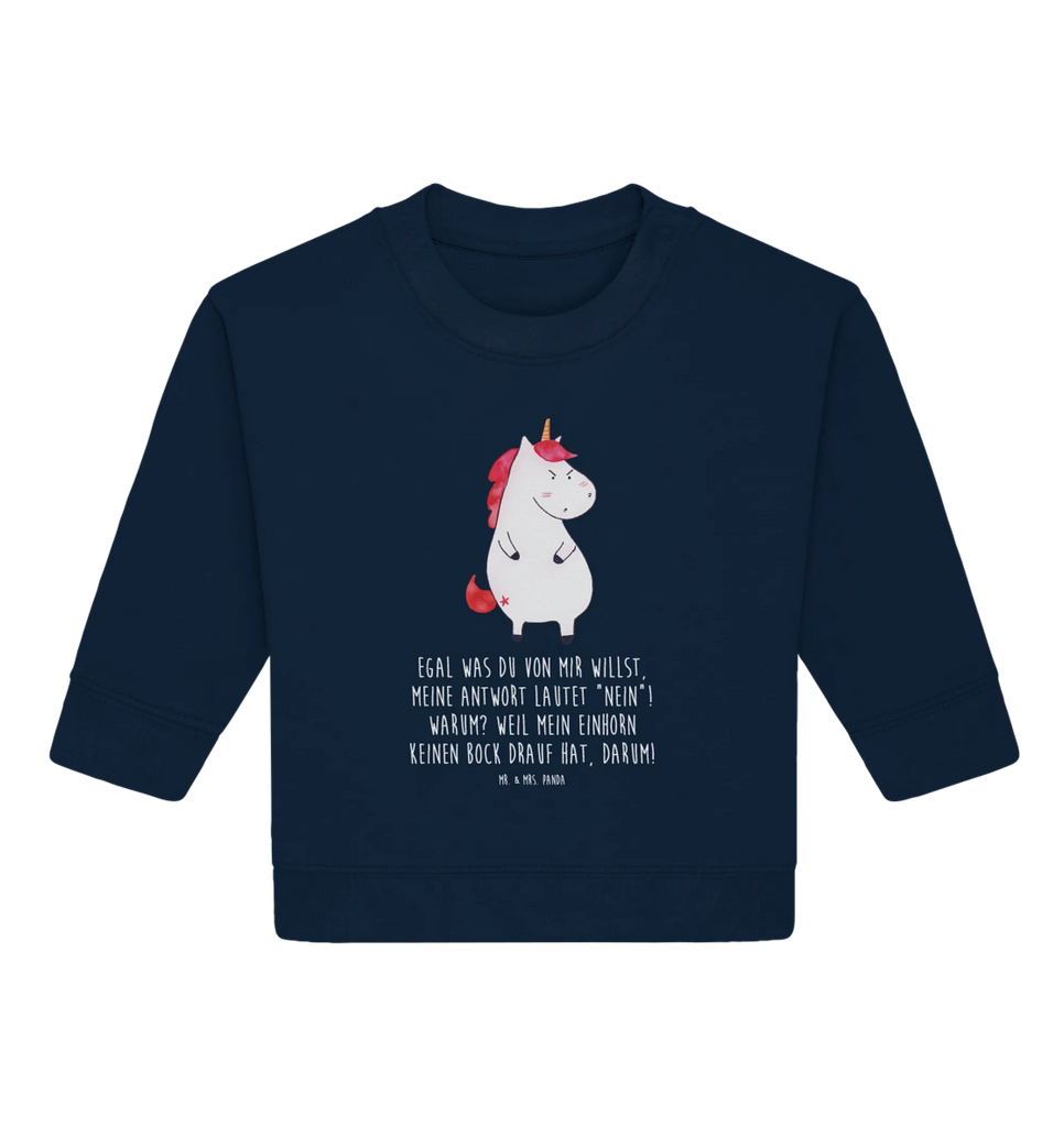 Organiczny sweter dla niemowląt Jednorożec gniew Baby Bullover, Baby Sweatshirt, Einhorn Deko, Einhörner, Einhorn, Unicorn, Nein, Ansage, wütend, Lustlos, Büro, Lustig, Dumme Fragen, Geschenk, Spaß, Arbeit, Realität