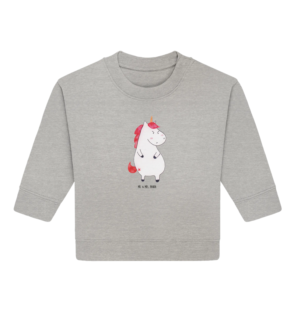 Organiczny sweter dla niemowląt Jednorożec gniew Baby Bullover, Baby Sweatshirt, Einhorn Deko, Einhörner, Einhorn, Unicorn, Nein, Ansage, wütend, Lustlos, Büro, Lustig, Dumme Fragen, Geschenk, Spaß, Arbeit, Realität