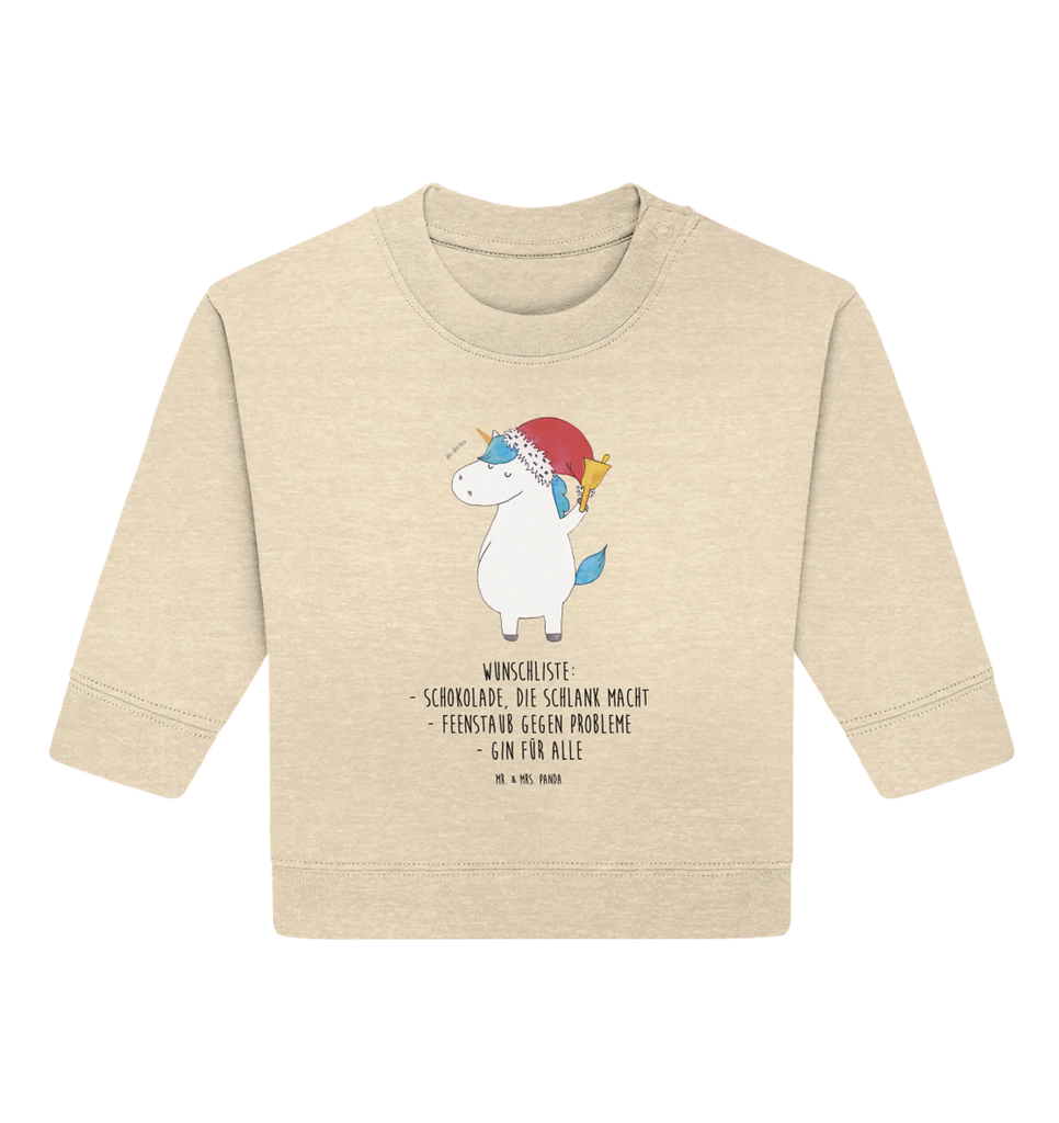 Organiczny sweter dla niemowląt Jednorożec Mikołaj Baby Bullover, Baby Sweatshirt, Einhorn Deko, Einhörner, Einhorn, Unicorn, Weihnachtsmann, Weihnachten, Nikolaus, Wunschliste, Feenstaub, Schokolade, Schoki, Wunschzettel, Gin