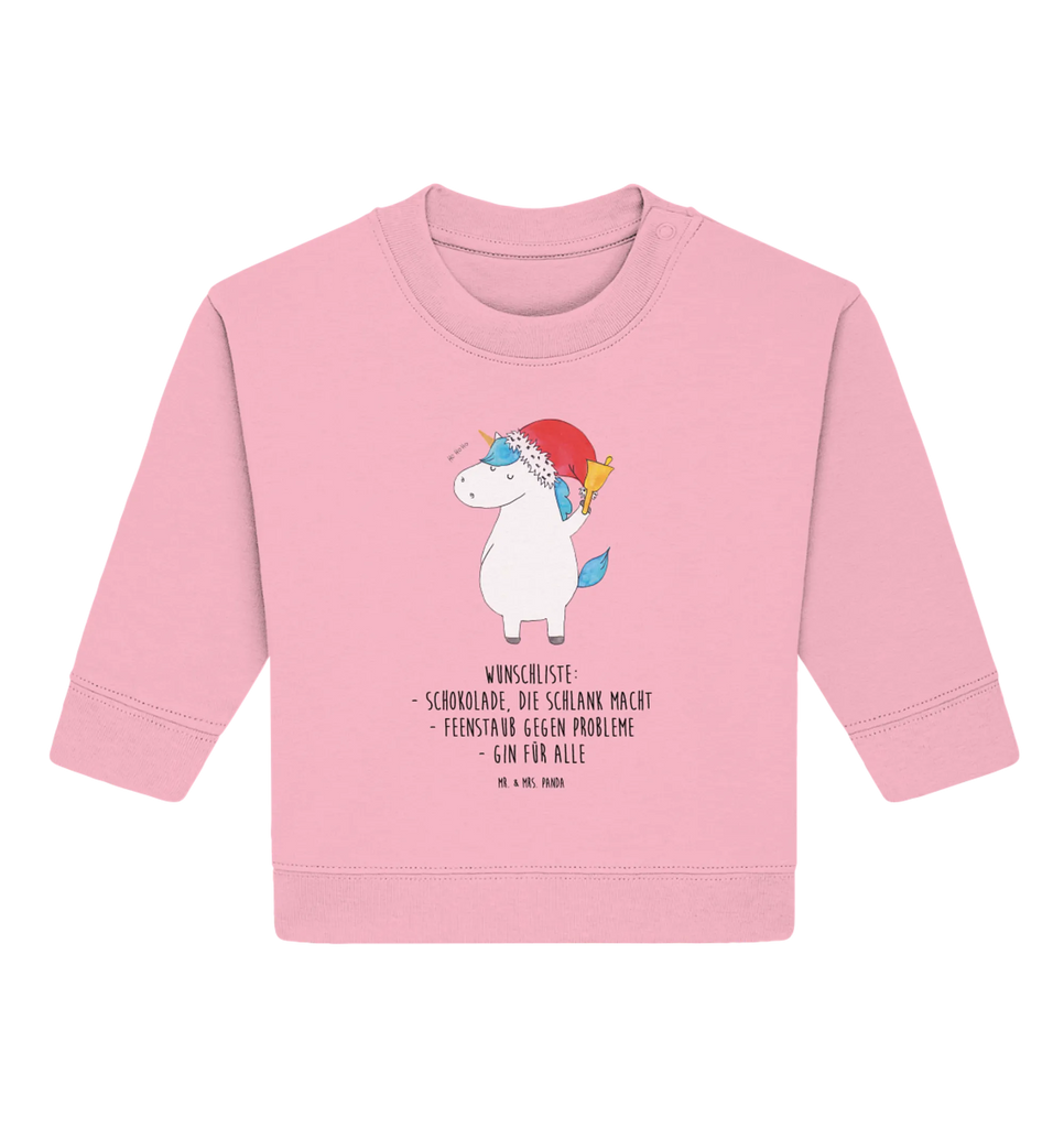 Organiczny sweter dla niemowląt Jednorożec Mikołaj Baby Bullover, Baby Sweatshirt, Einhorn Deko, Einhörner, Einhorn, Unicorn, Weihnachtsmann, Weihnachten, Nikolaus, Wunschliste, Feenstaub, Schokolade, Schoki, Wunschzettel, Gin