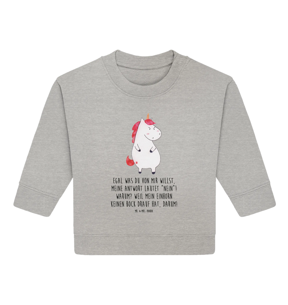 Organiczny sweter dla niemowląt Jednorożec gniew Baby Bullover, Baby Sweatshirt, Einhorn Deko, Einhörner, Einhorn, Unicorn, Nein, Ansage, wütend, Lustlos, Büro, Lustig, Dumme Fragen, Geschenk, Spaß, Arbeit, Realität