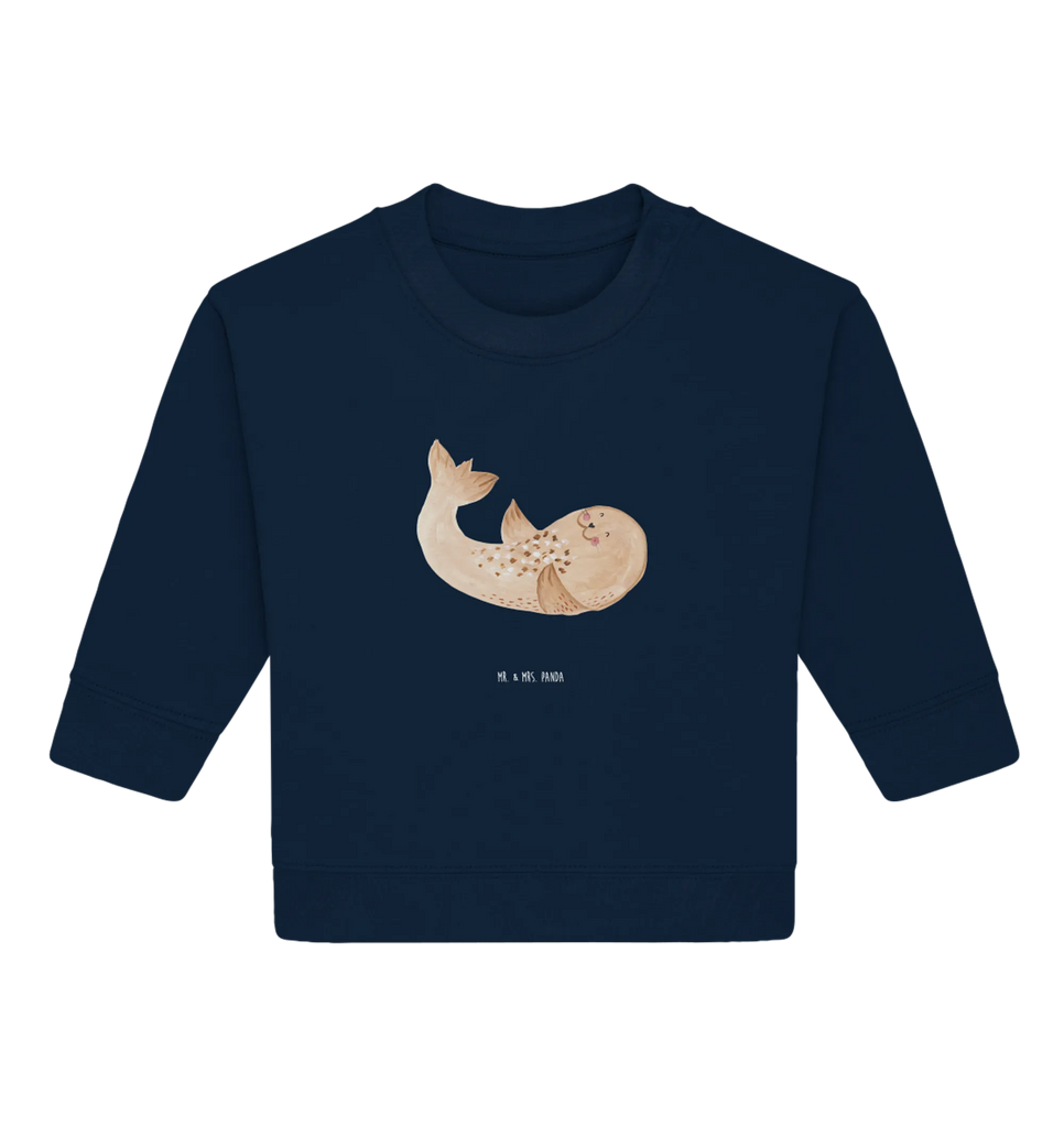 Organiczny sweter dla niemowląt foka Leżeć Baby Sweatshirt, Baby Bullover, Gute Laune, Tiermotive, Tiere, Lustige Sprüche, Robben, Freude, Meerestier, Robbe, Lachen, Seehund, Nordsee, Ostsee, Strand